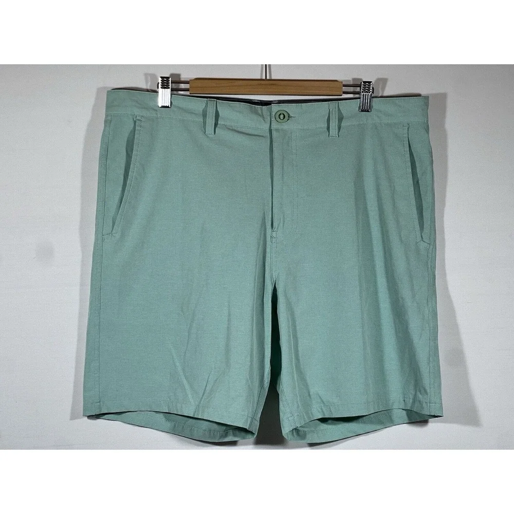 Rising Tide Mens Cargo Shorts 38 Green Stretch Utility Casual Outdoor